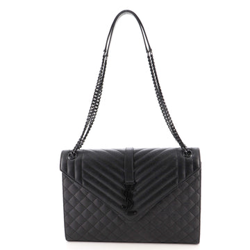 Saint Laurent Classic Monogram Envelope Satchel Mixed Matelasse Leather Large