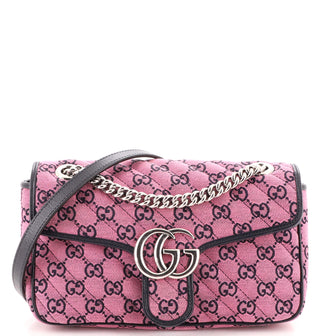 Gucci GG Marmont Flap Bag Diagonal Quilted GG Canvas Small