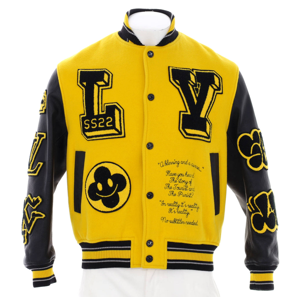 Louis Vuitton, Jackets & Coats, Louis Vuitton Mens Varsity Blouson  Patchwork Leather With Wool Black Yellow