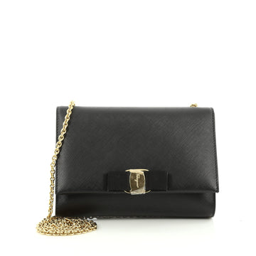 Salvatore Ferragamo Ginny Crossbody Bag Saffiano Leather Small Black