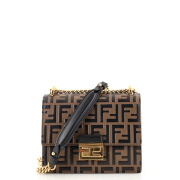 Fendi Kan U Shoulder Bag Zucca Embossed Leather Small