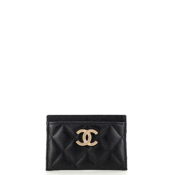 Chanel Textured CC Card Holder Quilted Caviar