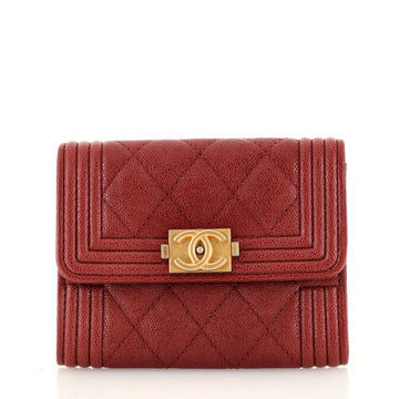 Chanel Boy Flap Card Case Quilted Caviar