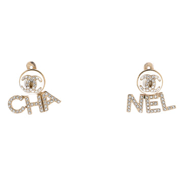 Chanel CHA-NEL Drop CC Stud Earrings Metal with Crystals and Faux Pearls