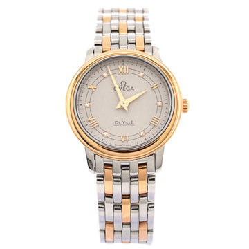 Omega De Ville Prestige Quartz Watch Stainless Steel and Rose Gold with Diamond Markers 27