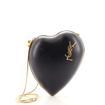 Saint Laurent Love Heart Chain Box Clutch Leather