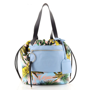 Versace Front Pocket Tote Printed Canvas with Leather Medium