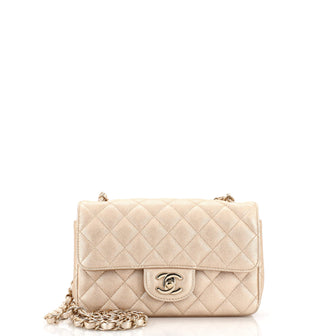 Chanel Classic Double Flap Bag Quilted Iridescent Caviar Small