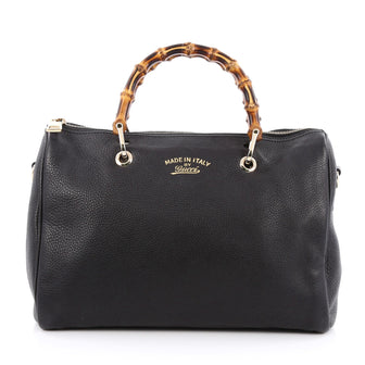 Gucci Bamboo Shopper Boston Bag Leather Medium Black 1943601