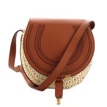 Marcie Basket Crossbody Bag Raffia and Leather Small