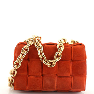 Bottega Veneta Cassette Chain Crossbody Bag Padded Maxi Intrecciato Suede