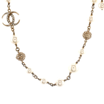Chanel Dubai Moon Long Necklace Faux Pearls and Crystal Embellished Metal
