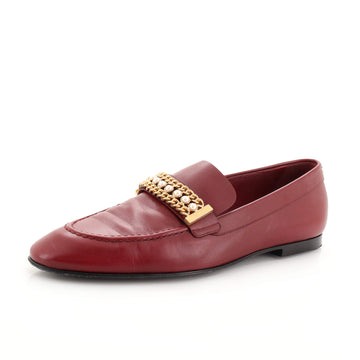 Chanel Women's Pearl Chain Link Loafers Leather