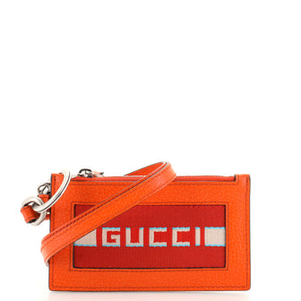 Gucci Logo Lanyard Zip Pouch Leather