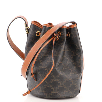 Celine Drawstring Bucket Bag Triomphe Coated Canvas Small