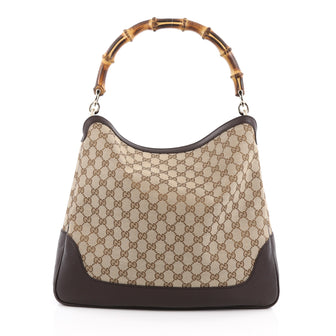 Gucci Diana Bamboo Shoulder Bag GG Canvas Medium Brown 1944409