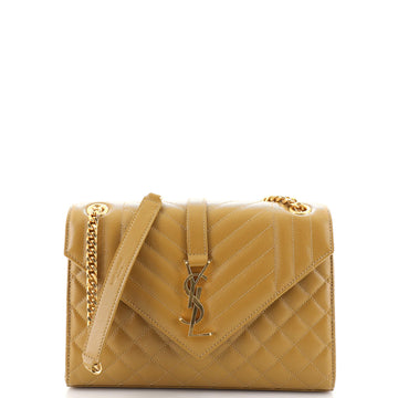 Saint Laurent Classic Monogram Envelope Satchel Mixed Matelasse Leather Medium