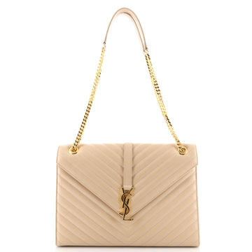 Saint Laurent Classic Monogram Envelope Satchel Matelasse Chevron Leather Large
