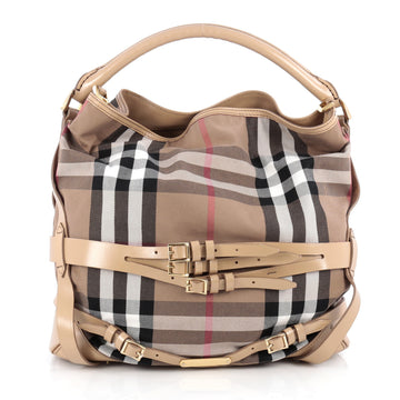 Burberry Bridle Gosford Hobo House Check Canvas Large Neutral