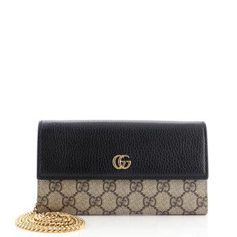 Gucci GG Marmont Continental Chain Wallet GG Coated Canvas and Leather