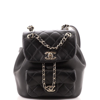 CHANEL Lambskin Quilted Small Duma Drawstring Backpack Black 1313415