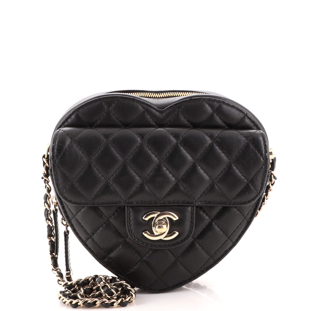 CHANEL Lambskin Quilted CC In Love Heart Bag Purple 1308328