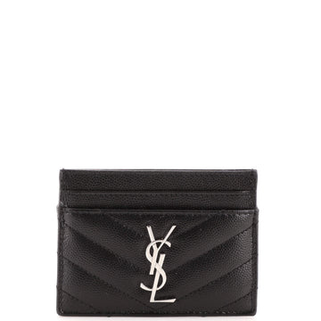 Saint Laurent Classic Monogram Card Holder Matelasse Chevron Leather