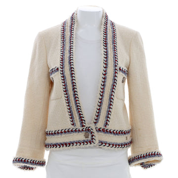 Chanel Women's Braided Trim Single Button Jacket Tweed