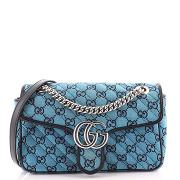 Gucci GG Marmont Flap Bag Diagonal Quilted GG Canvas Small