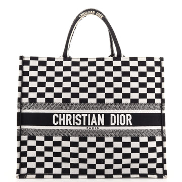 Christian Dior Book Tote Check Canvas Large