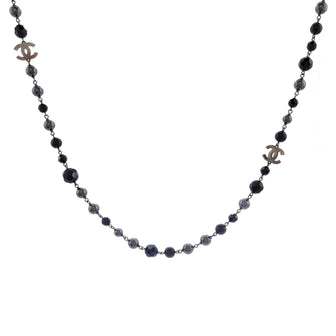 Chanel CC Station Long Necklace Ruthenium with Resin and Faux Pearls