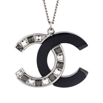 Chanel CC Pendant Necklace Ruthenium with Crystals