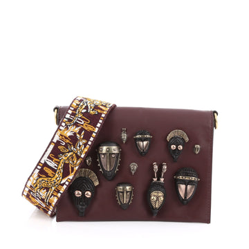 Valentino Tribal Flap Bag Embellished Leather Red 1945801