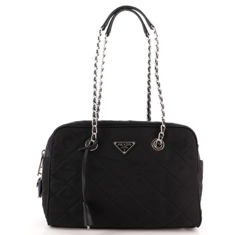 Prada Chain Shoulder Bag Quilted Tessuto Medium