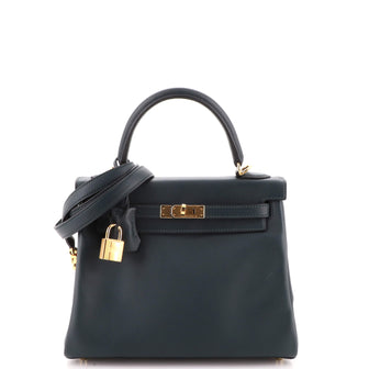 Hermes Kelly Handbag Green Swift with Gold Hardware 25