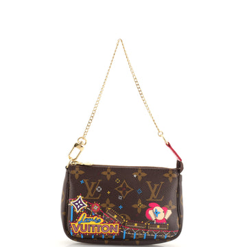 Louis Vuitton Pochette Accessoires Limited Edition Vivienne Xmas Monogram Canvas Mini