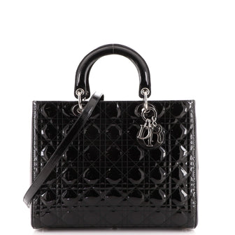 Christian Dior Lady Dior Bag Cannage Quilt Patent Large
