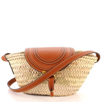 Chloe Marcie Basket Bag Raffia and Leather Small