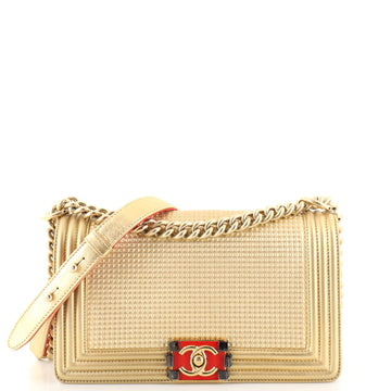 Chanel Boy Flap Bag Cube Embossed Lambskin Old Medium