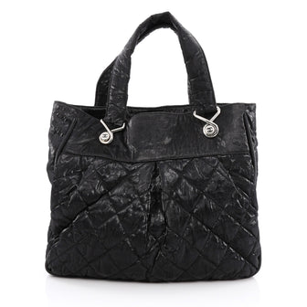 Chanel Le Marais Tote Quilted Coated Canvas Large Black 1948101