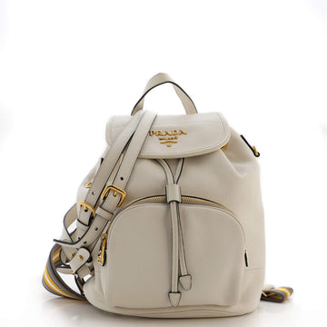 Prada Front Pocket Drawstring Backpack Vitello Daino Medium