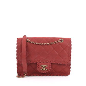 Chanel Happy Stitch Flap Bag Quilted Velvet Calfskin Small Red