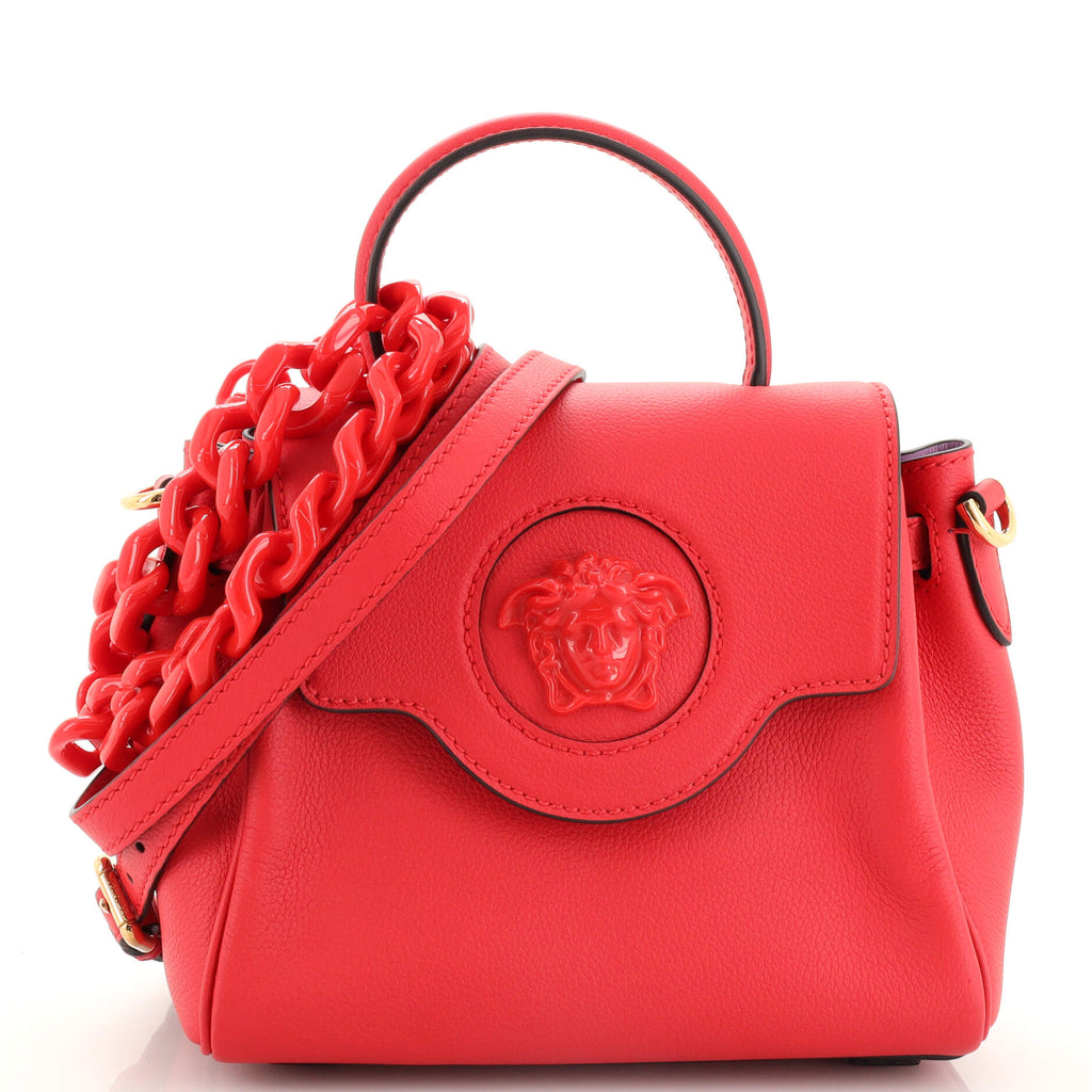 Versace La Medusa Top Handle Bag Leather Small Red 1942103