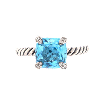 David Yurman Chatelaine Ring Sterling Silver with Topaz and Diamonds 8mm