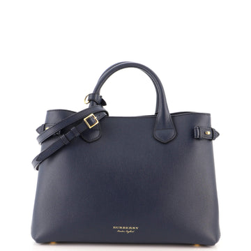 Burberry Banner Tote Leather and House Check Canvas Medium
