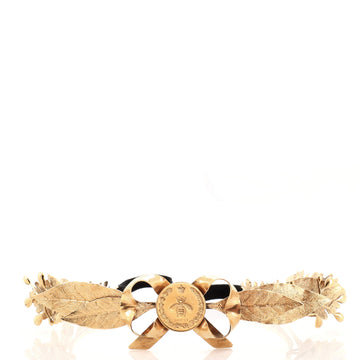 Gucci Bee Medallion and Leaf Headband Metal