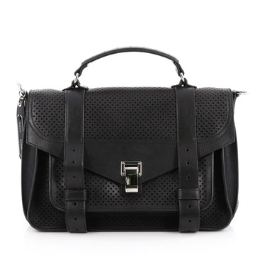 Proenza Schouler PS1 Satchel Perforated Leather Medium Black 1949801