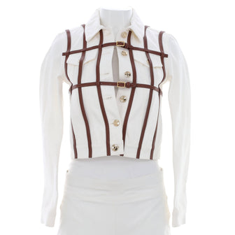 Burberry Women's Harness Detail Jacket Cotton with Leather