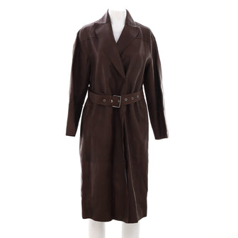 Brunello Cucinelli Women's Double Breasted Belted Trench Coat Leather