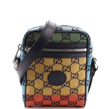 Gucci Interlocking G Patch Zip Messenger Bag Multicolor GG Canvas Mini